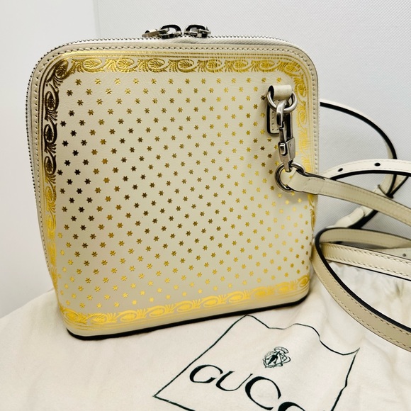 EUC GUCCI x Sega White/Gold Leather GUCCY Mini Crossbody Bag - Picture 7 of 17